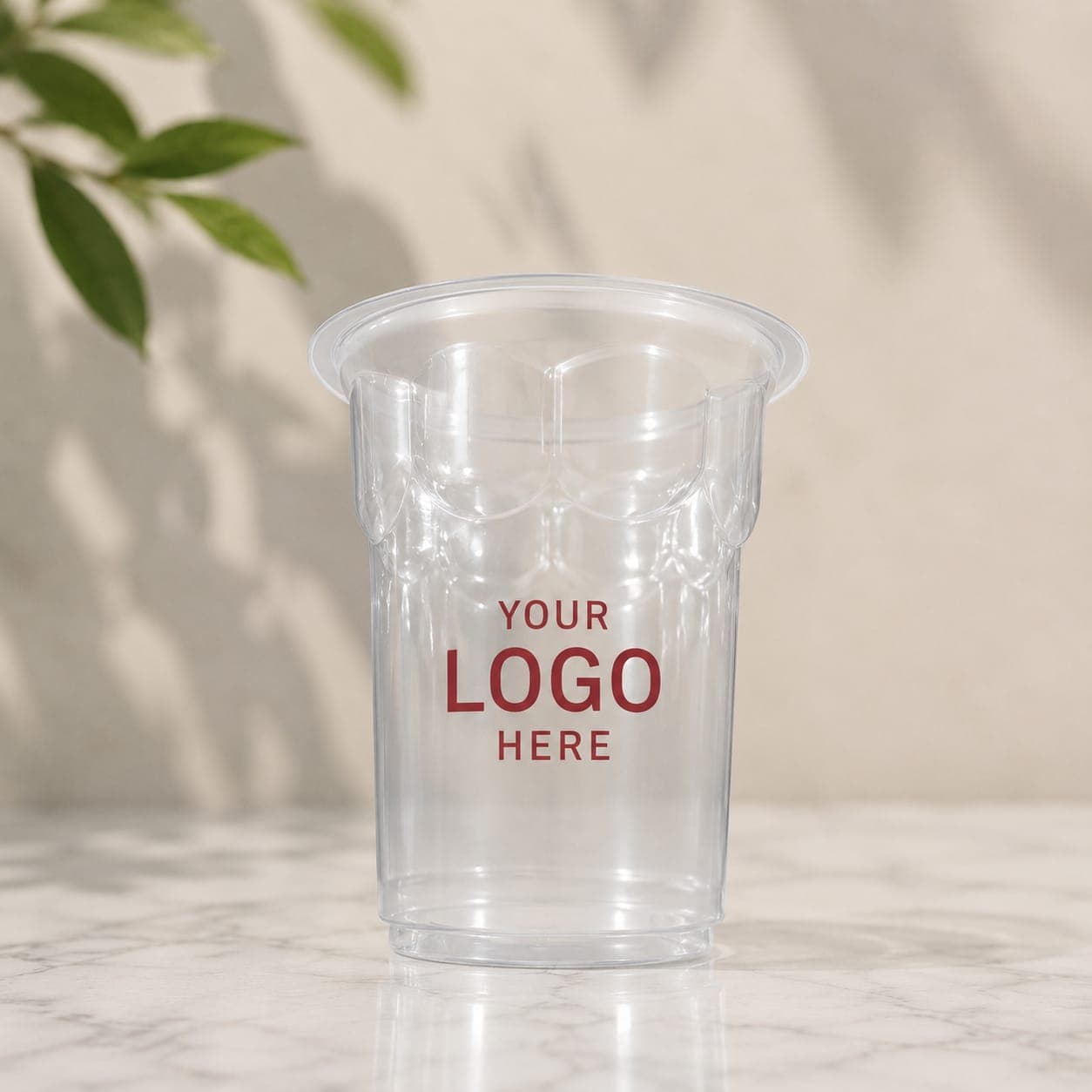 8oz plastic sundae cup with custom logo mockup — CustomPack.pk