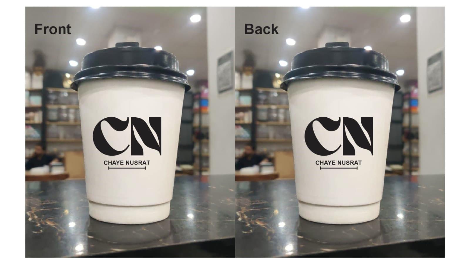 Coffee Cup Logo Sample — custom logo printing by custompack.pk